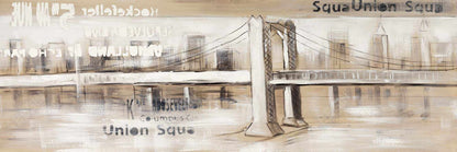 Toile industrielle marron pour chambre à coucher | Typographie abstraite du pont