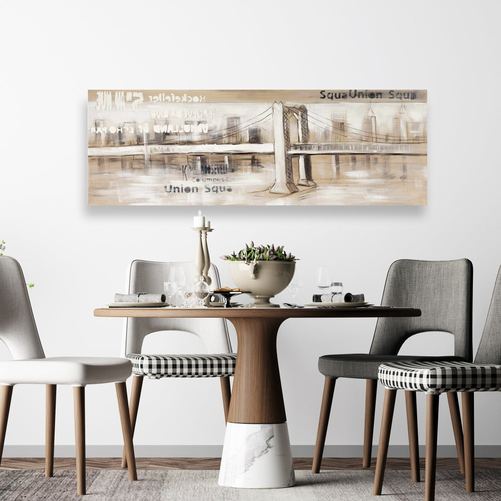 Abstract Bridge Typography Canvas - Cities Building Home Decor