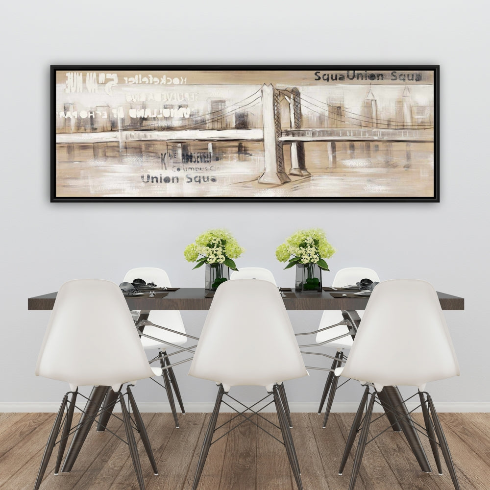 Brown Industrial Bedroom Canvas | Abstract Bridge Typography