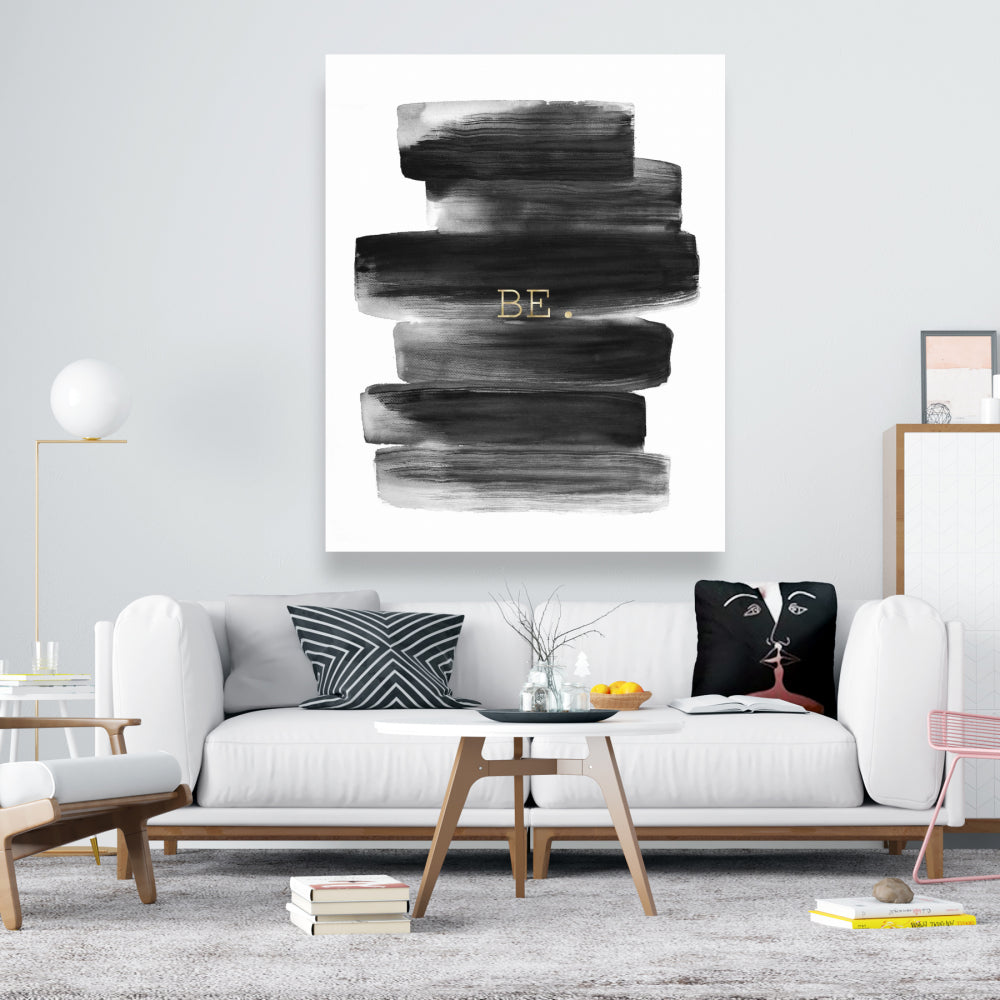 White Livingroom Motivational Canvas - Be. Home Decor Quote
