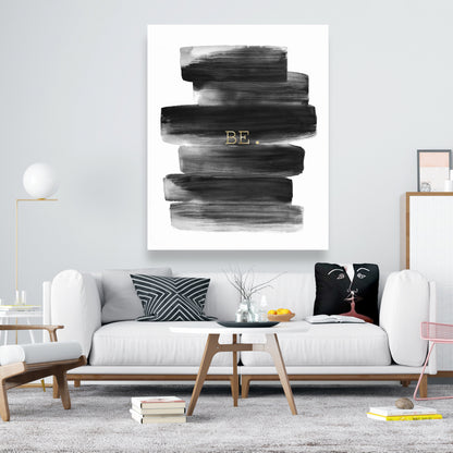 White Livingroom Motivational Canvas - Be. Home Decor Quote