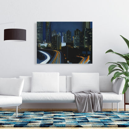 Toile bleue « Atlanta la nuit » | Décoration d'intérieur | Construction de villes
