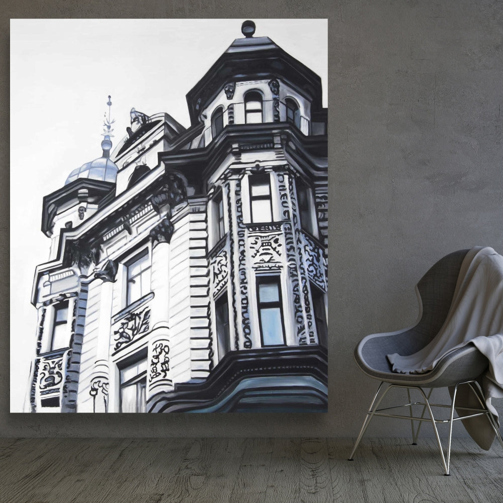 Historic Apartment Monochrome Canvas | Cities Building Decor