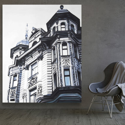 Historic Apartment Monochrome Canvas | Cities Building Decor