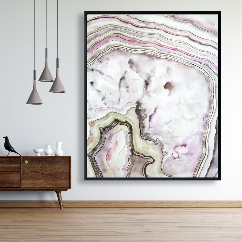 Toile minimaliste violette à motif d'agate | Décoration murale