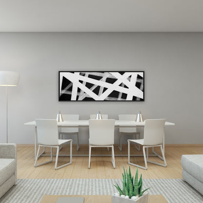 Toile à rayures géométriques | Décoration murale minimaliste encadrée blanche