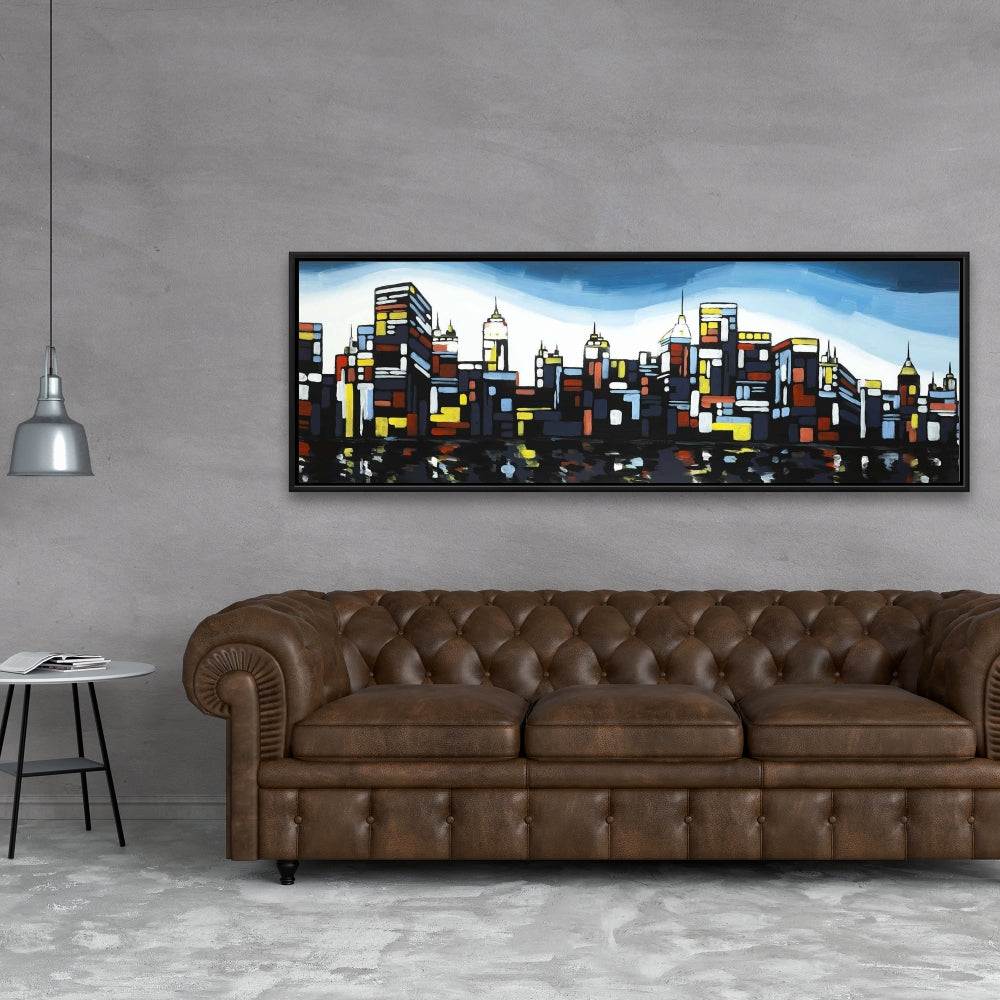 Toile encadrée « Ville colorée » | Décoration de chambre moderne