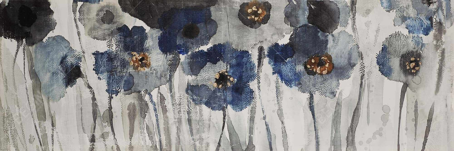 Blue Blurry Flowers Canvas | Floral Decor | Botanical Art