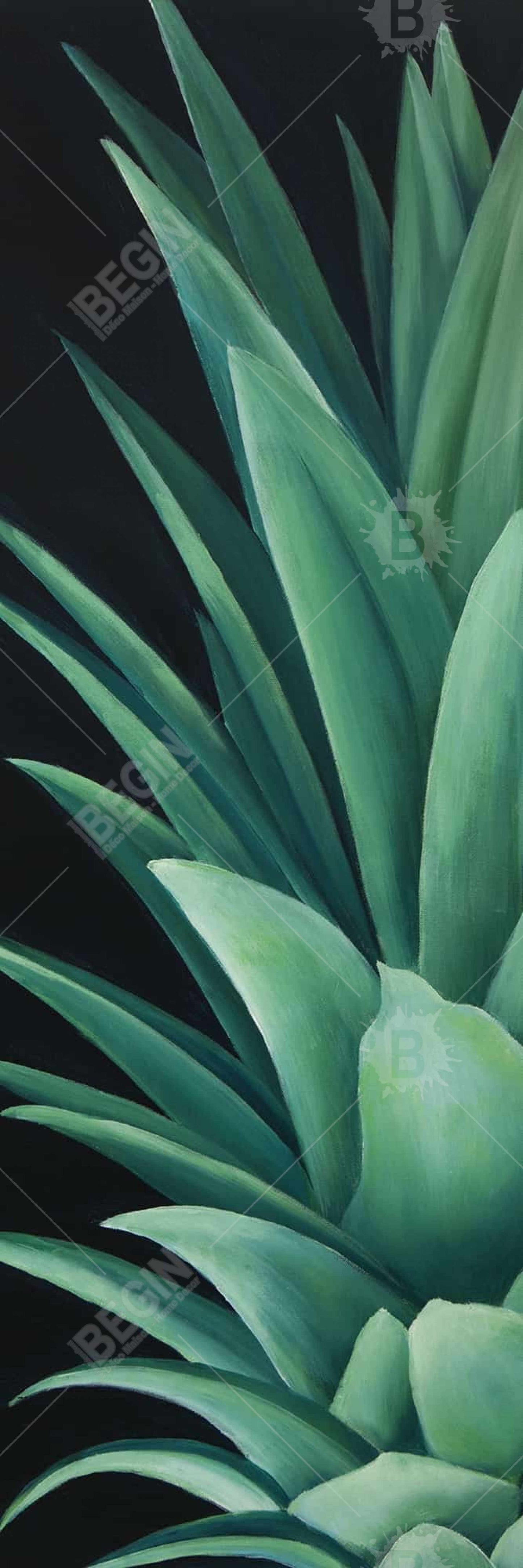 Botanical Black Floral Canvas - Pineapple Leaves Home Decor