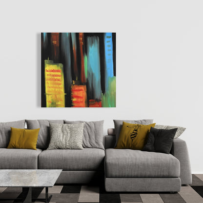 Abstract Tall Buildings Canvas - Black Contemporary Bedroom Decor