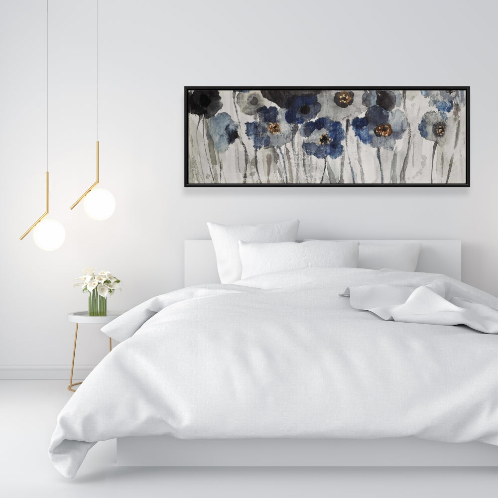 Blue Blurry Flowers Canvas | Floral Decor | Botanical Art