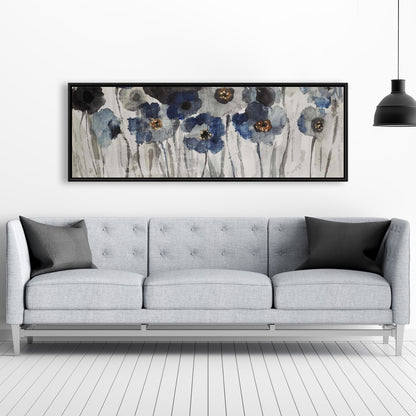 Blue Blurry Flowers Canvas | Floral Decor | Botanical Art