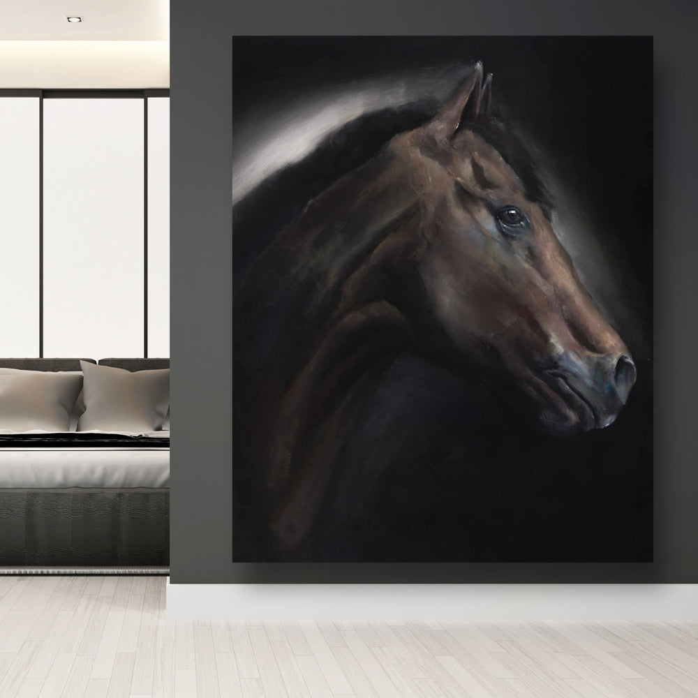 Loneliness Horse Rustic Brown Canvas | Home Decor Art Piece