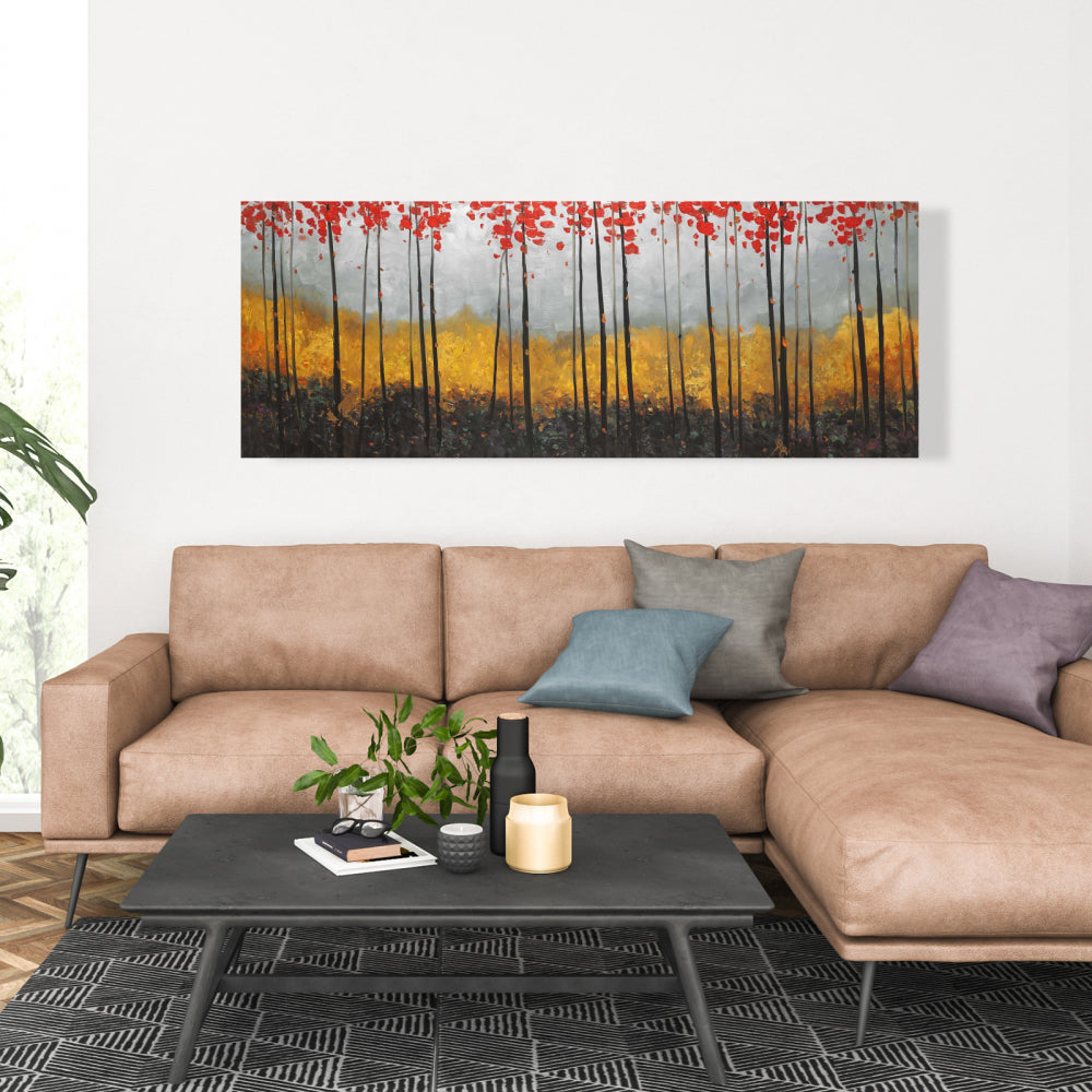 Gray Bedroom Trees Canvas - Abstract Landscape Home Decor