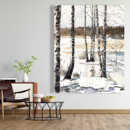 Winter Swamp Canvas | Rustic Bedroom Landscape Home Decor