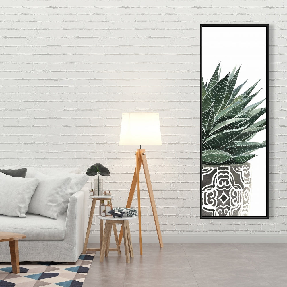 White Floral & Botanical Canvas - Zebra Plant Succulent Decor