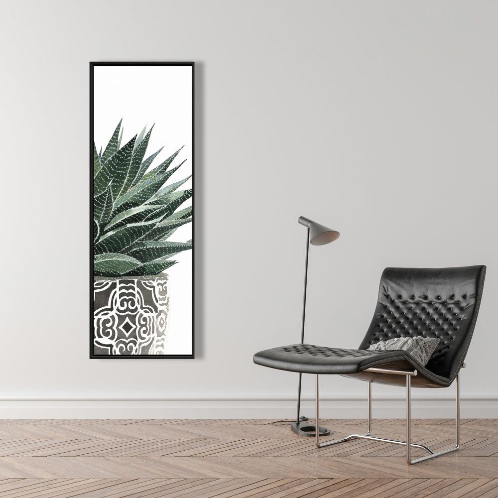 White Floral & Botanical Canvas - Zebra Plant Succulent Decor