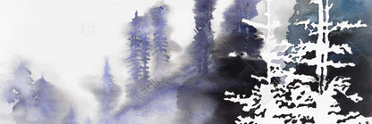 Illustrative Blue Landscapes Canvas - Silhouette of a Forest