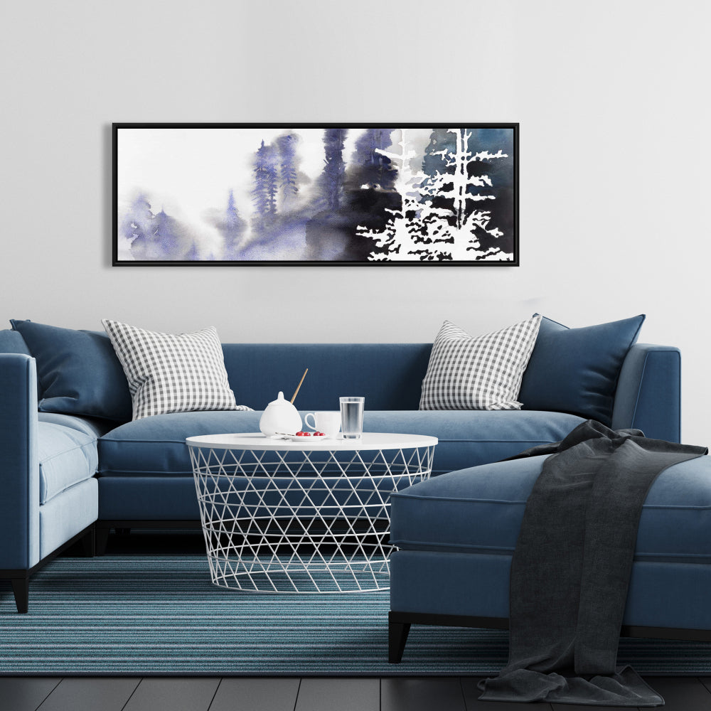 Illustrative Blue Landscapes Canvas - Silhouette of a Forest