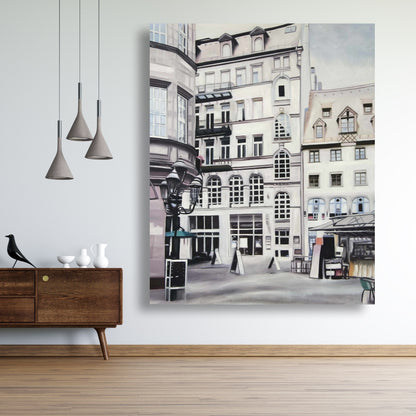 Toile « Scène de rue en Allemagne » | Décoration de chambre hyperréaliste