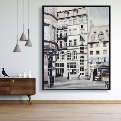 Hyperrealist Bedroom Canvas | Street Scene in Germany Decor