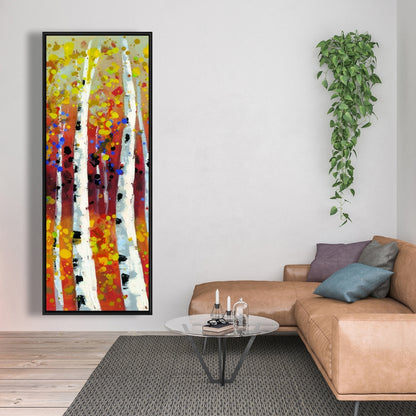 Toile encadrée Arbres jaunes | Décoration d'intérieur Bouleaux colorés