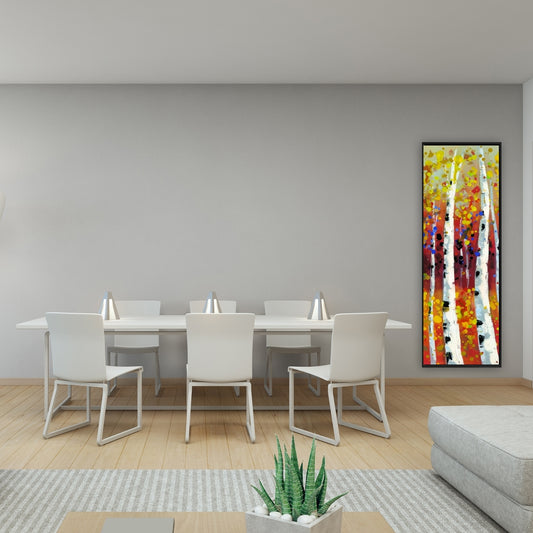 Toile encadrée Arbres jaunes | Décoration d'intérieur Bouleaux colorés
