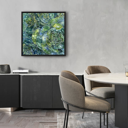 Toile encadrée abstraite de plantes succulentes | Décoration murale de chambre à coucher avec cactus