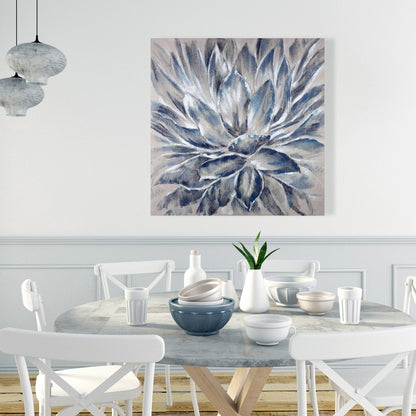 Toile à fleurs bleues et grises | Décoration botanique pour la maison