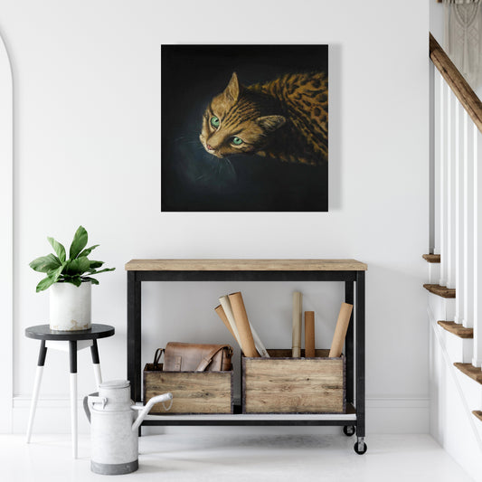 Bengal Cat Canvas | Modern Bedroom Animal Wall Art Decor