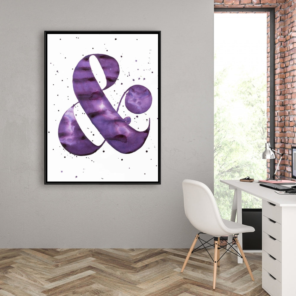 Toile « Formes violettes » avec esperluette | Décoration encadrée avec symboles typographiques