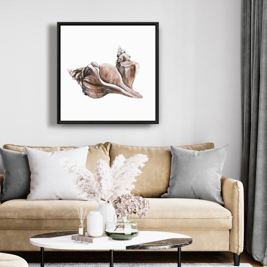 Toile Coquillages Corail Cheval Conque - Décoration de salle de bain Bleu Mer