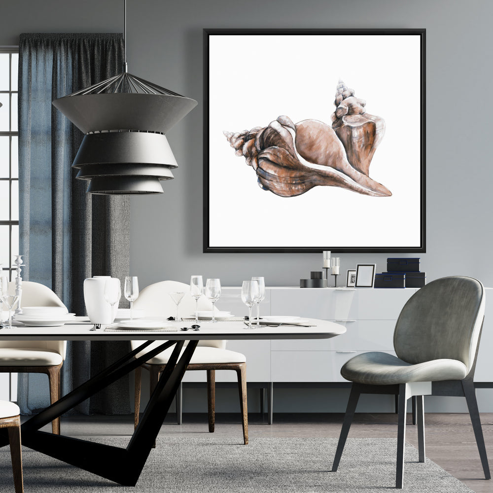 Toile Coquillages Corail Cheval Conque - Décoration de salle de bain Bleu Mer