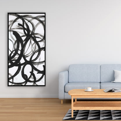 Toile minimaliste abstraite aux lignes bouclées | Décoration de chambre