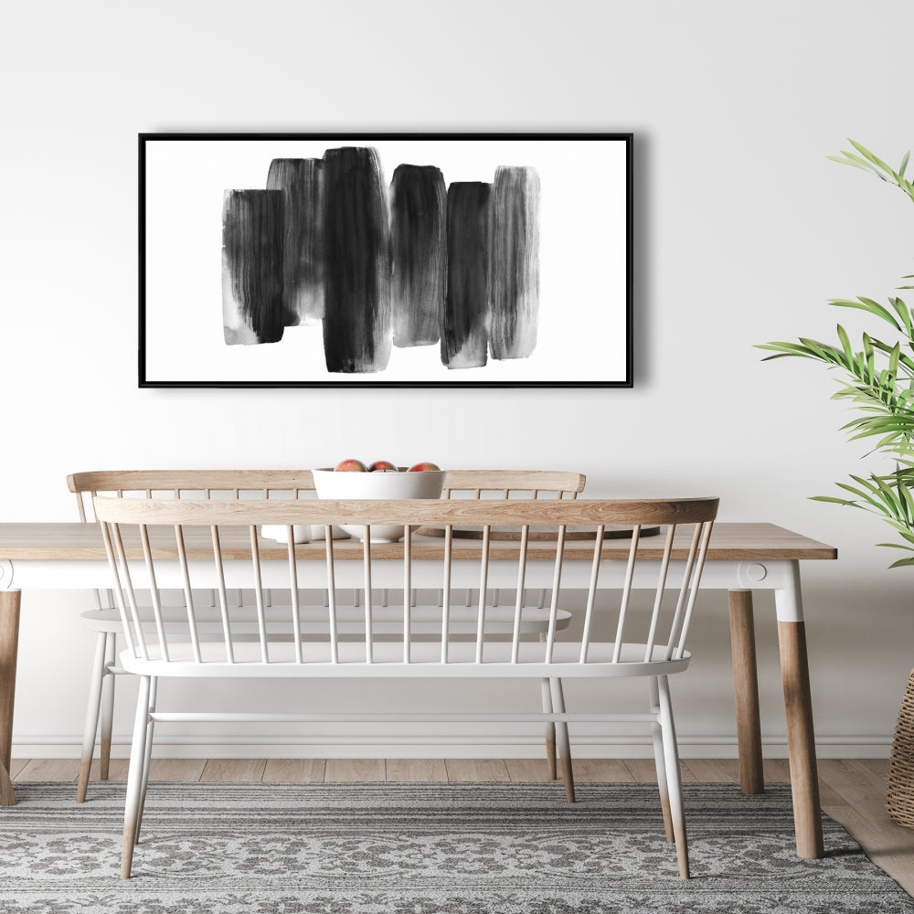 Black Shapes Minimalist Canvas | Bedroom Decor Framed Art