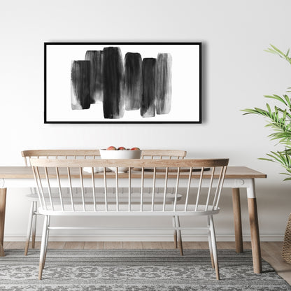 Black Shapes Minimalist Canvas | Bedroom Decor Framed Art