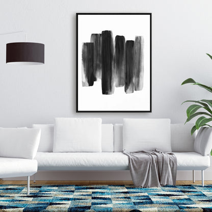 Black Shapes Minimalist Canvas | Bedroom Decor Framed Art
