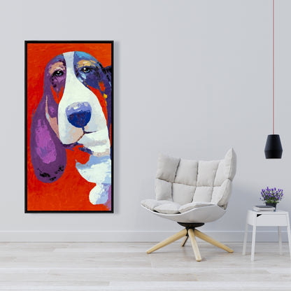 Abstract Colorful Basset Dog Framed Canvas | Home Decor Art