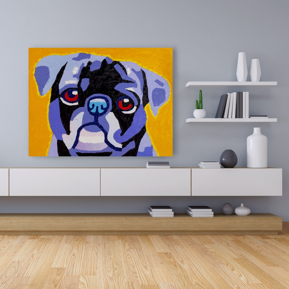 Flash the Pug Blue Canvas - Home Decor for Pet Lovers