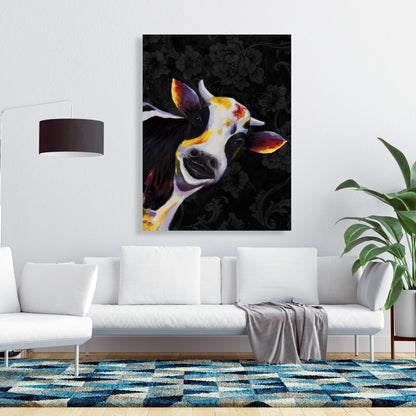 Rustic Bedroom Decor | Funny Cow White Canvas Wall Art