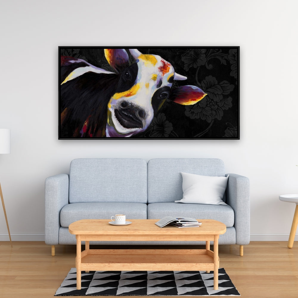 Toile Vache amusante | Décoration de chambre rustique avec animaux