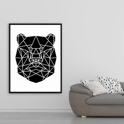 Toile tête d'ours géométrique | Décoration animalière monochrome