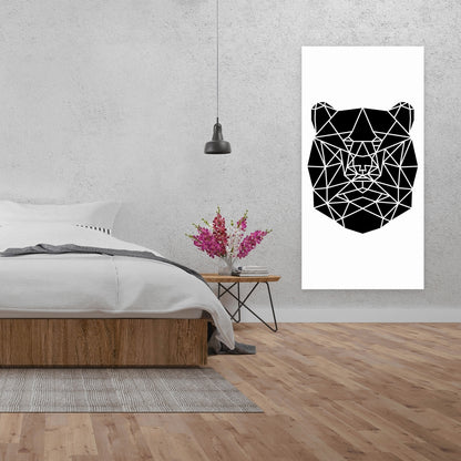 Geometric Bear Head Canvas | Monochrome Animal Wall Art