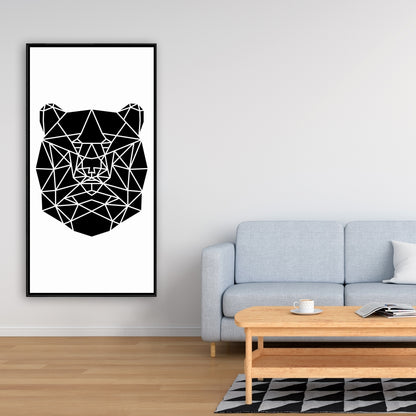 Toile tête d'ours géométrique | Décoration animalière monochrome