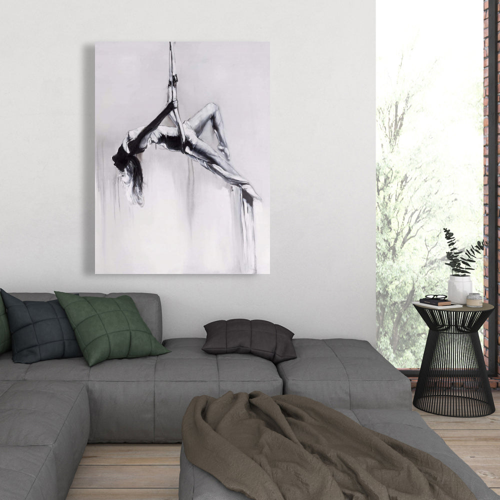 Monochrome Canvas - Dancer on Aerial Contortion Home Decor
