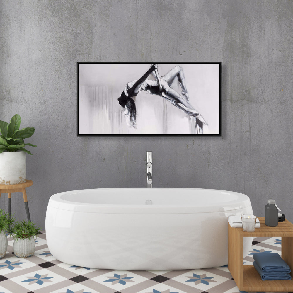 Toile de danseuse sur contorsion aérienne | Décoration d'intérieur encadrée blanche