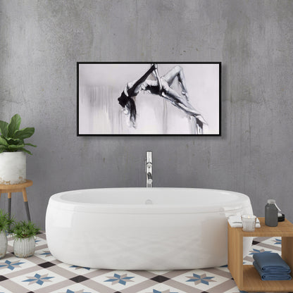 Toile de danseuse sur contorsion aérienne | Décoration d'intérieur encadrée blanche