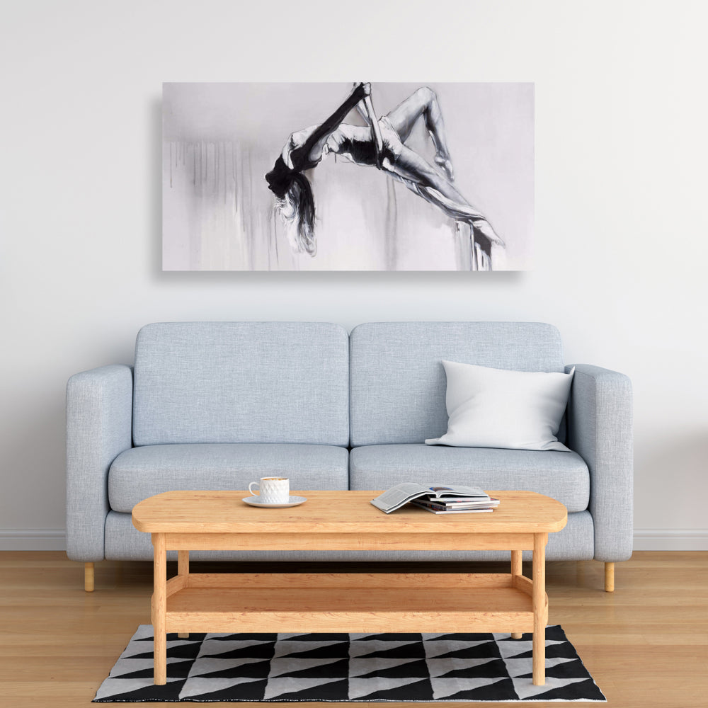 Monochrome Canvas - Dancer on Aerial Contortion Home Decor