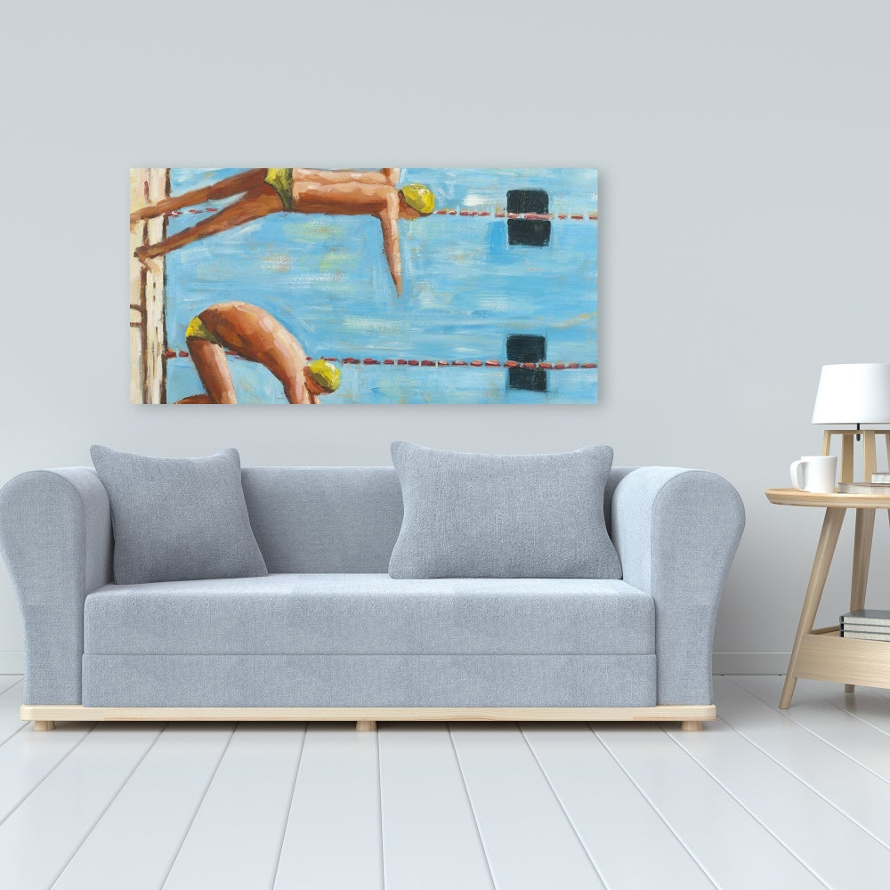 Swimmers Blue Canvas - Figurative Art for Home Decor