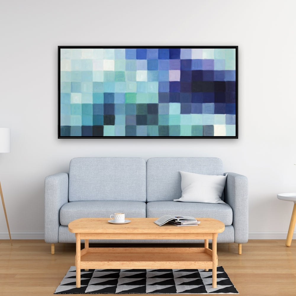 Modern Abstract Pixelized Landscape Framed Canvas | Home Decor